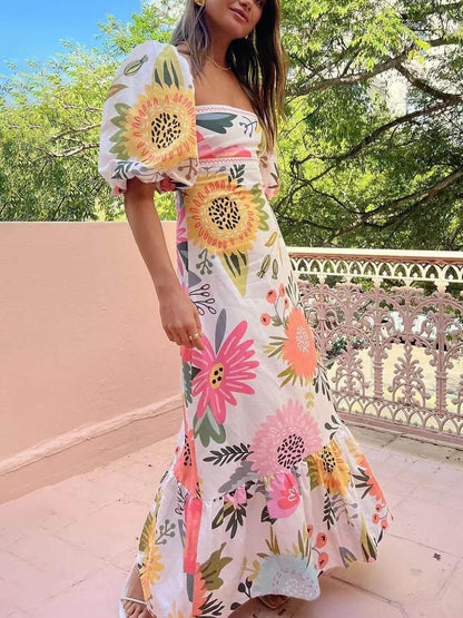 Hailey | Floral Maxi Dress - ZyraLux Dresses