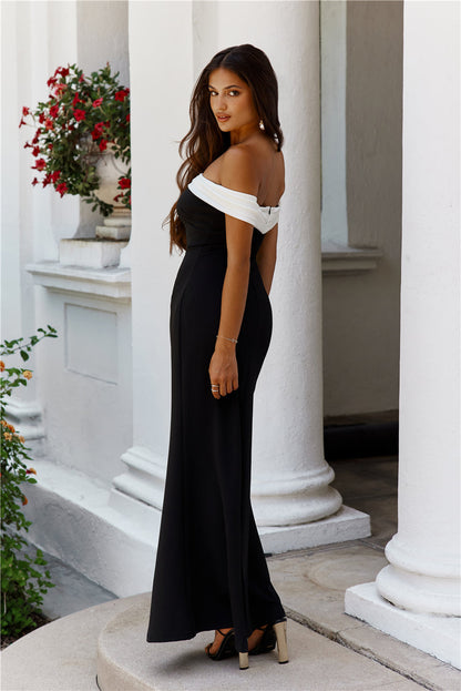 Atmospheres Off Shoulder Maxi-jurk Zwart