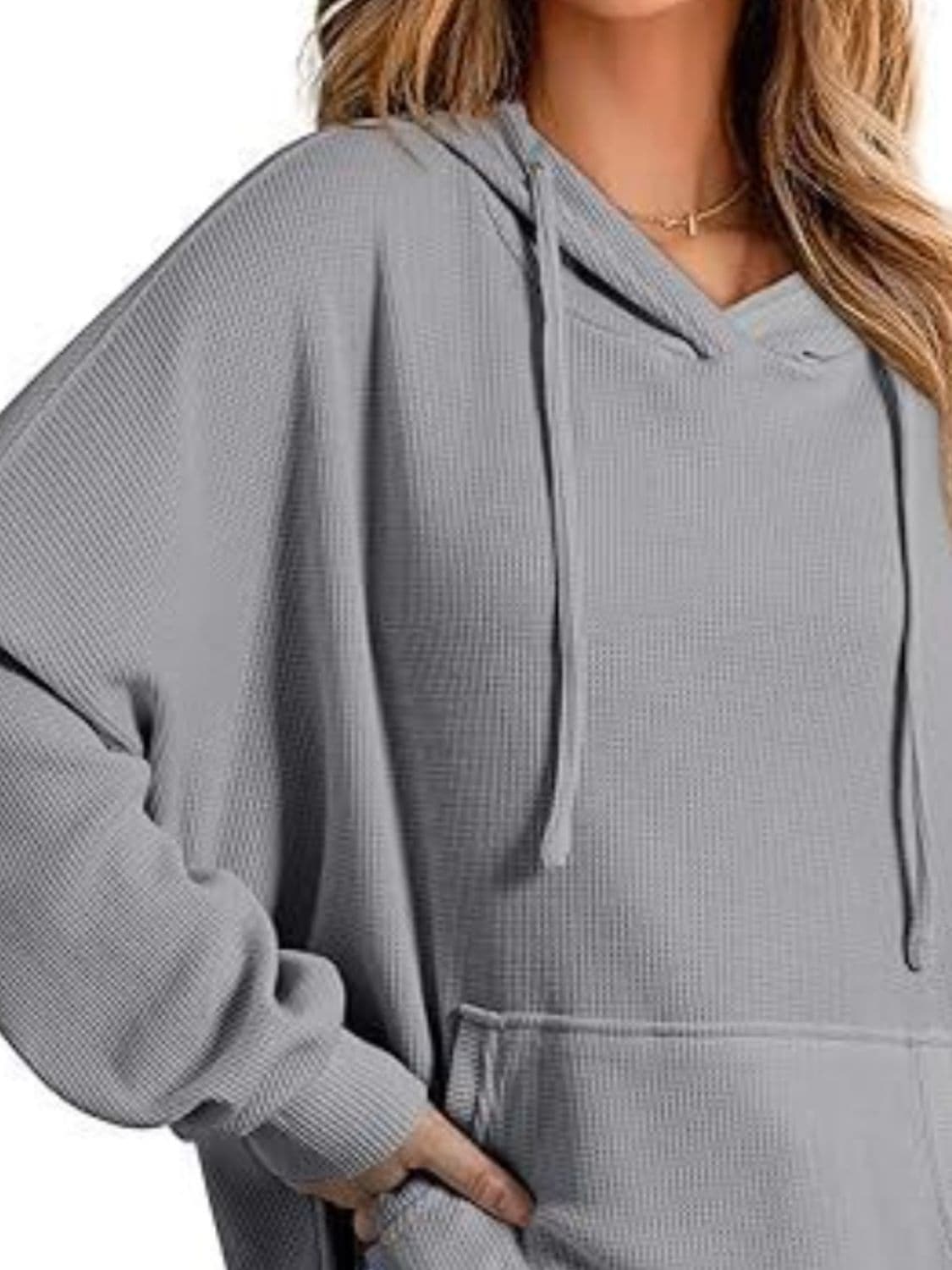 Chique Slit Long Sleeve Hoodie met verstelbaar trekkoord