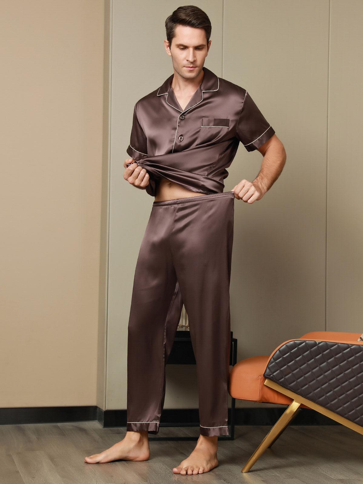 MAXIME - Silk Pajamas with Contrasting Trim - ZyraLux