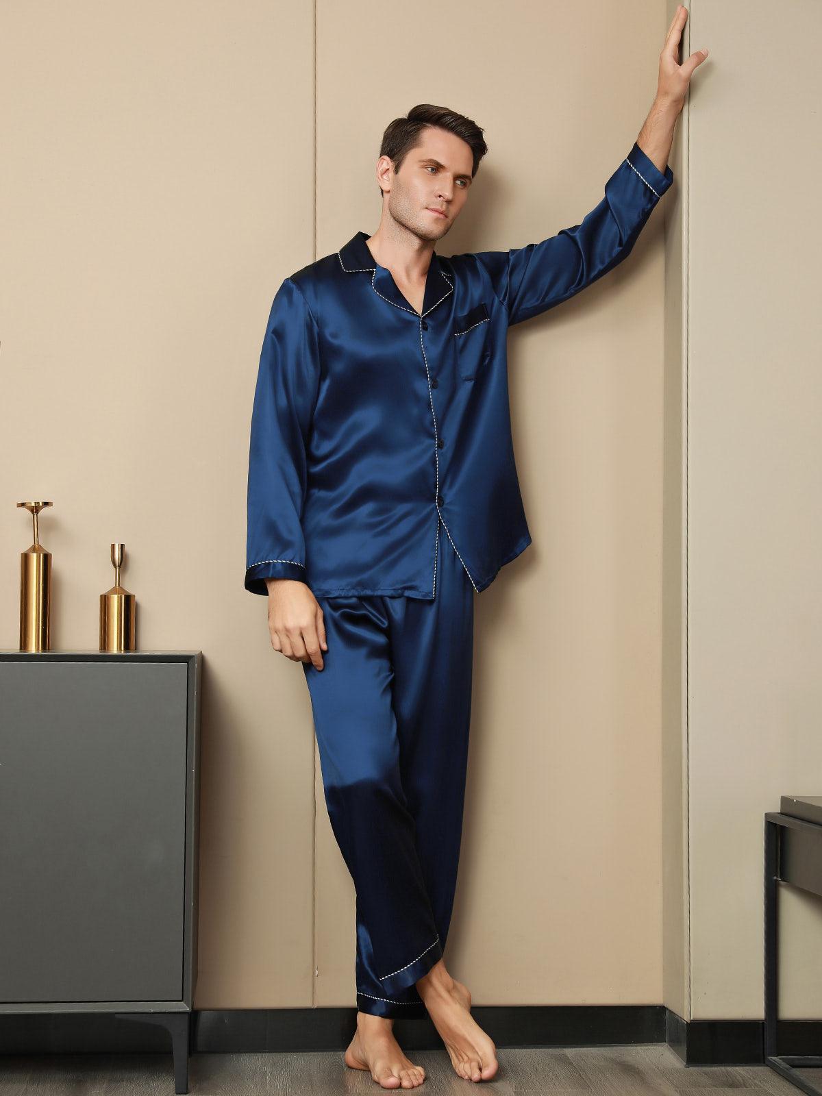 THÉO - Elegante zijden pyjama met contrasterende rand