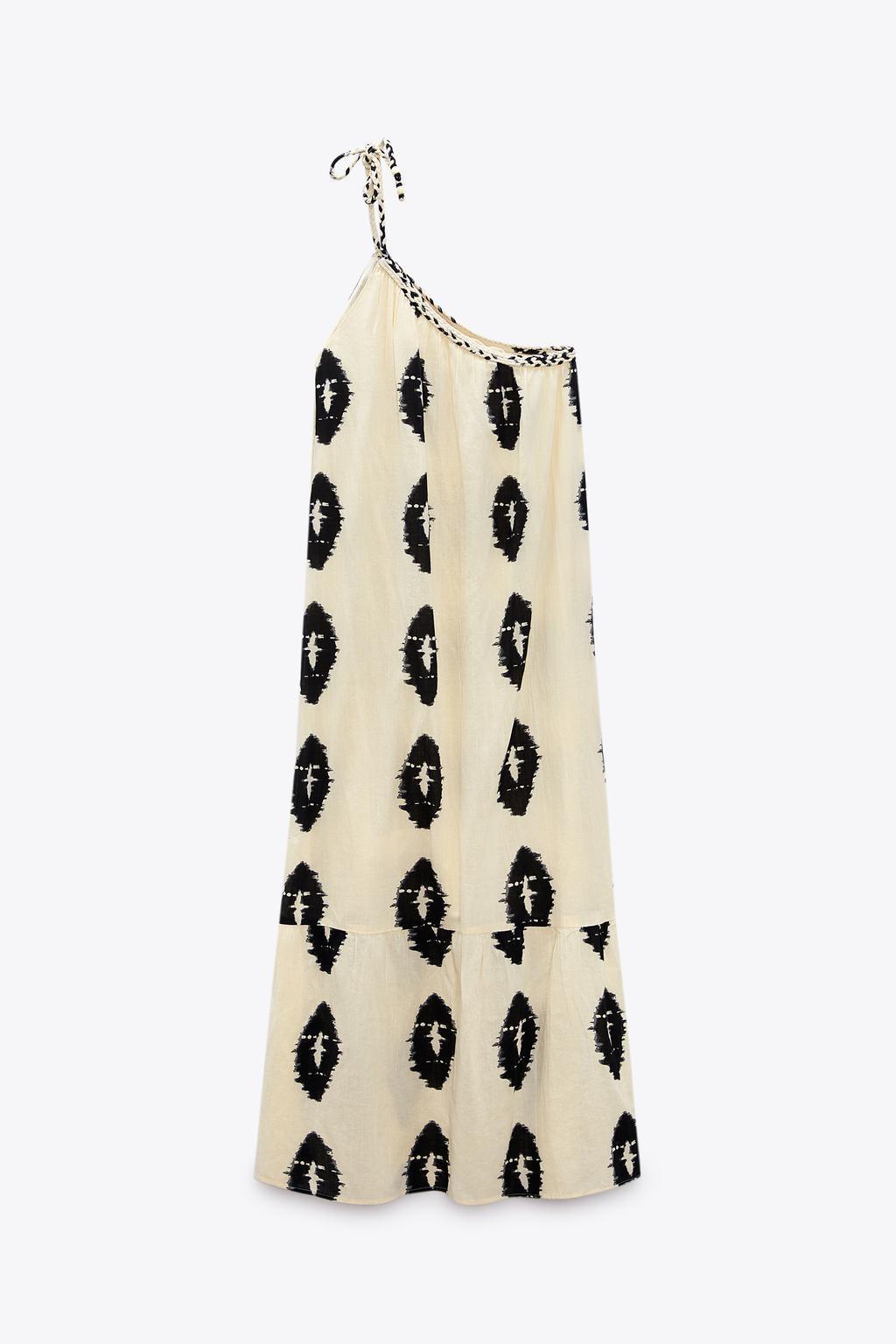 Asymmetrical Tribal Print Maxi Dress | Beige | Boho Chic | Cotton - ZyraLux Kleding en accessoires