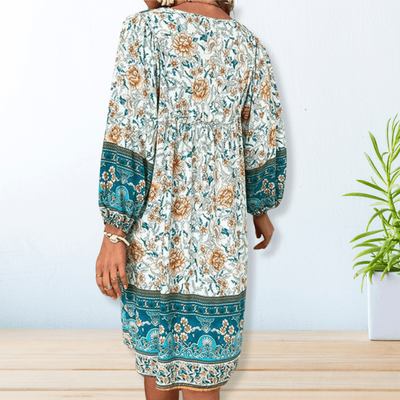 Floral V-Neck Dress | Multi-color | Cotton | Elegant and Comfortable - ZyraLux Kleding en accessoires