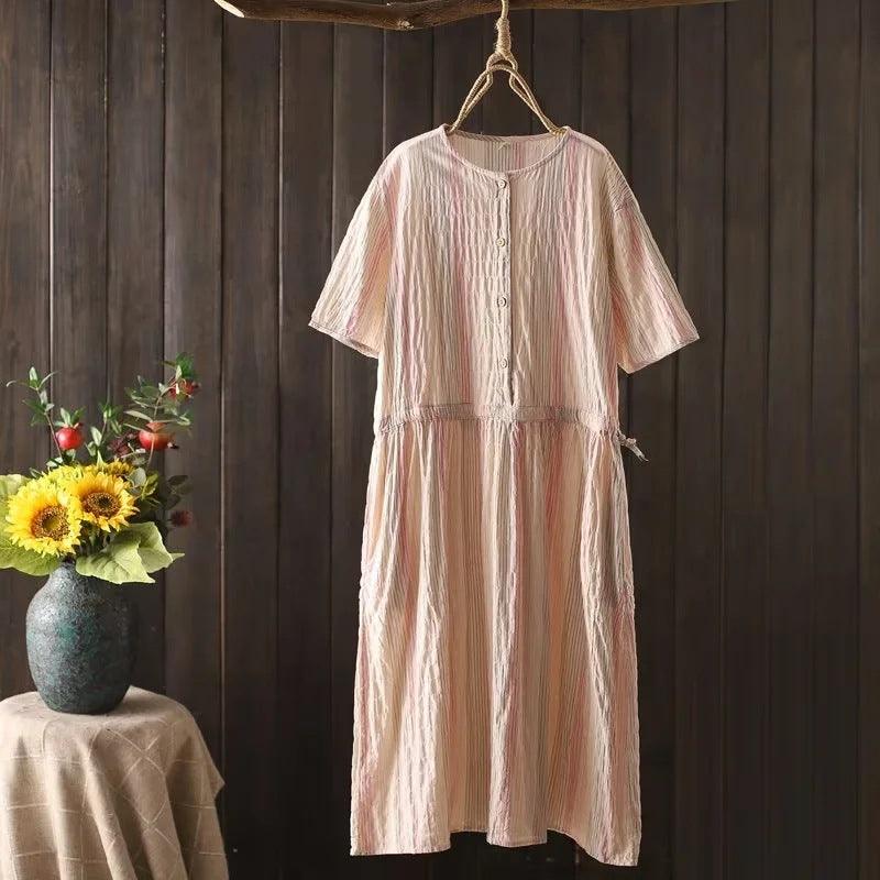 Pastel Dreams Button-Down Dress | Multicolor | Soft Casual | Cotton Blend - ZyraLux Kleding en accessoires