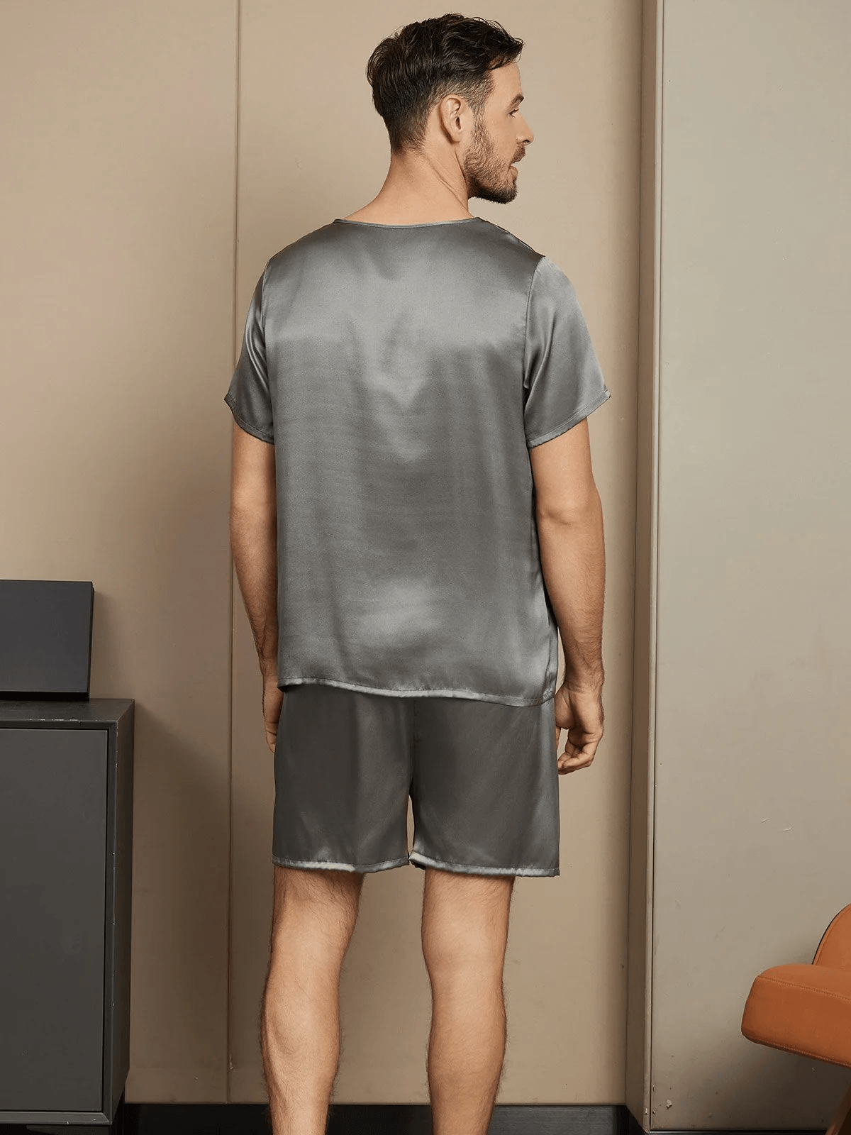 OLIVIER - Casual Short Sleeve Silk Pajama for Men - ZyraLux