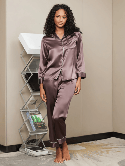 EVI - Pure Silk Long Sleeve Pajamas - ZyraLux Pyjama