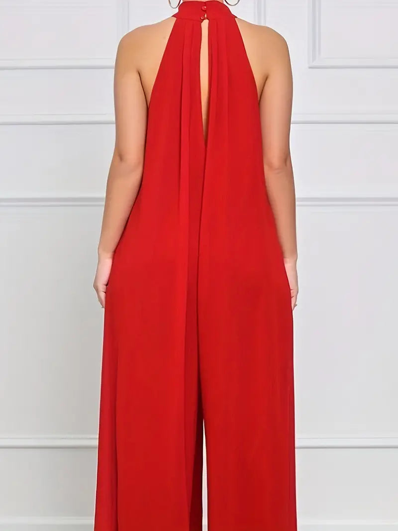 Effen jumpsuit met ruches