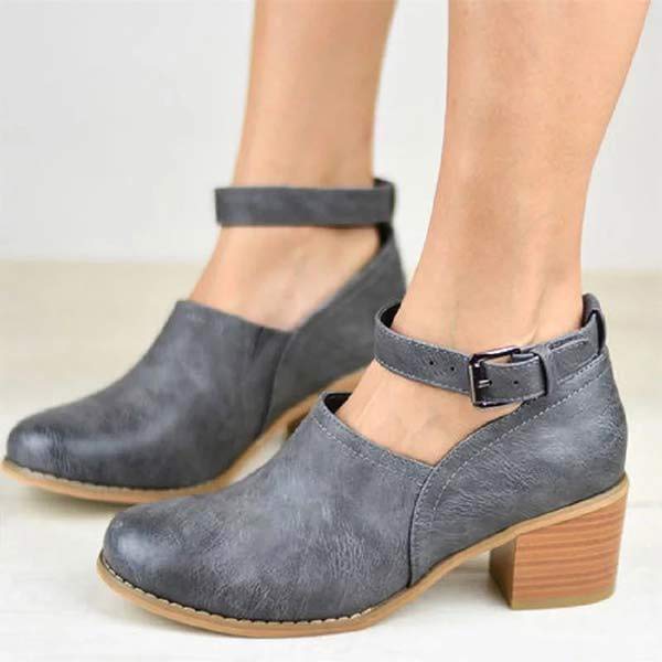 Dames Chunky Mid Heel Vintage Ronde Neus Laarzen 62320950C