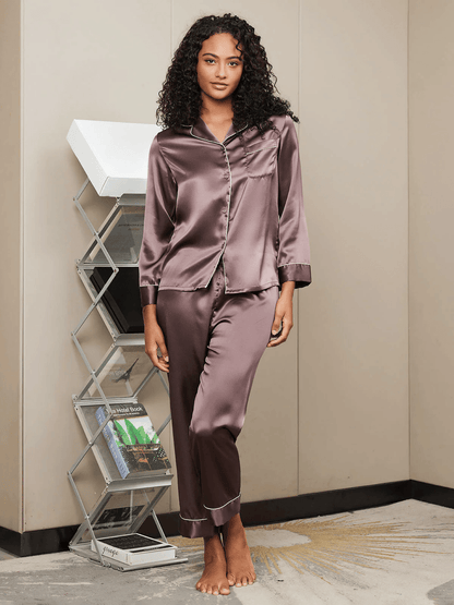 ELIN - Classic Pure Silk Pajama Set for Women - ZyraLux Pyjama