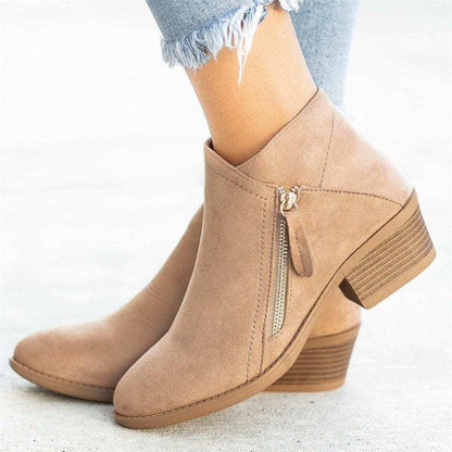 ZyraLux Dames Chic Enkellaarsjes - Stijlvol - Comfortabel - Ritssluiting - Casual Wandelschoenen