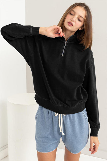 Gezellige chique sweatshirt met halve rits en hangende schouders van HYFVE