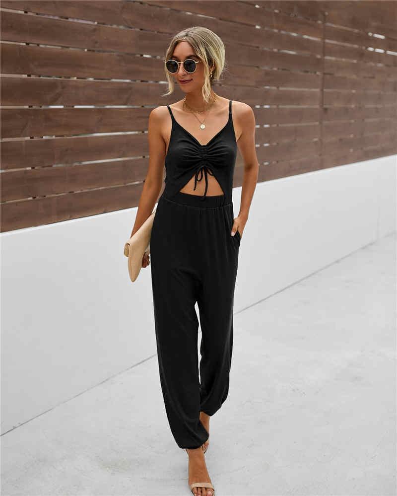 Reese Tie Front Open Cut Jumpsuit - ZyraLux