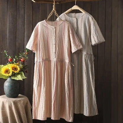 Pastel Dreams Button-Down Dress | Multicolor | Soft Casual | Cotton Blend - ZyraLux Kleding en accessoires