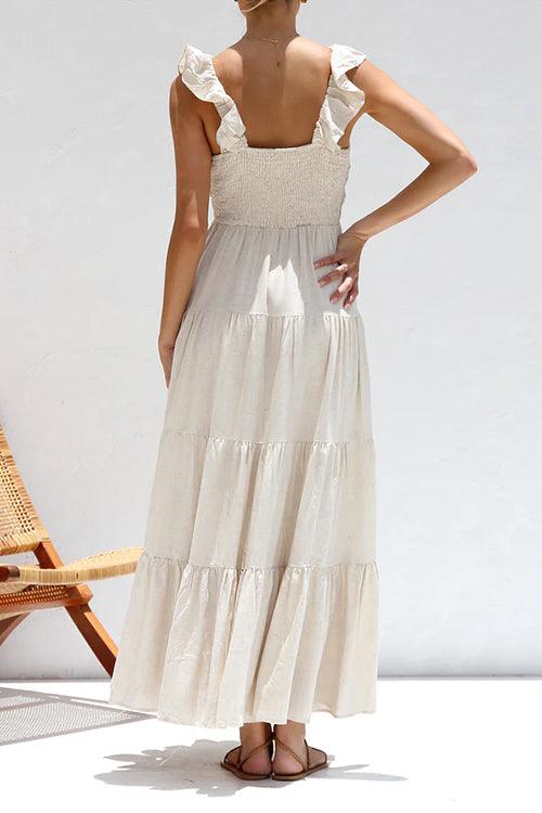 Misae | V-neck Maxi Dress with Ruffles - ZyraLux Dresses