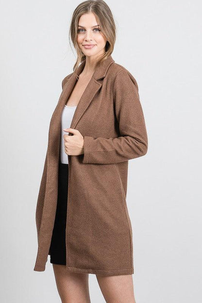 Mocha Faux Wool Oversized Blazer Jacket - ZyraLux Women's Jacket