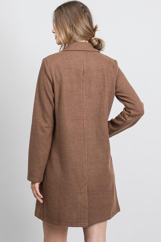 Mocha Faux Wool Oversized Blazer Jacket - ZyraLux Women's Jacket