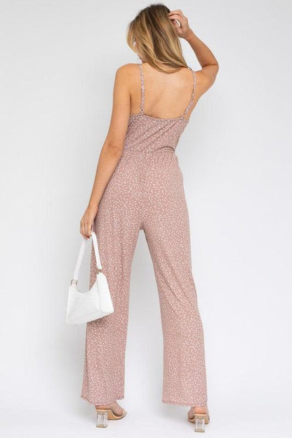 Sleeveless Scoop Neck Taupe Wide Leg Jumpsuit - ZyraLux