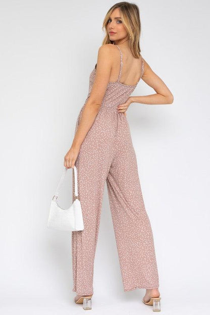 Sleeveless Scoop Neck Taupe Wide Leg Jumpsuit - ZyraLux