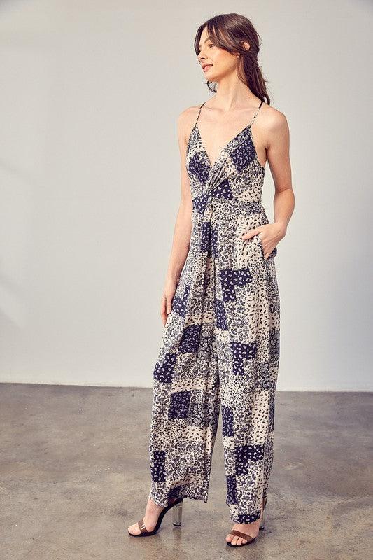 Navy Blue Boho Paisley Printed Cami Jumpsuit - ZyraLux