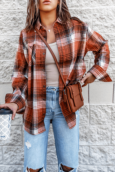 Anita - vintage loose plaid shirt with long sleeves - ZyraLux