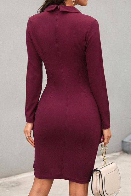 Eleni - elegant long sleeve work dress - ZyraLux