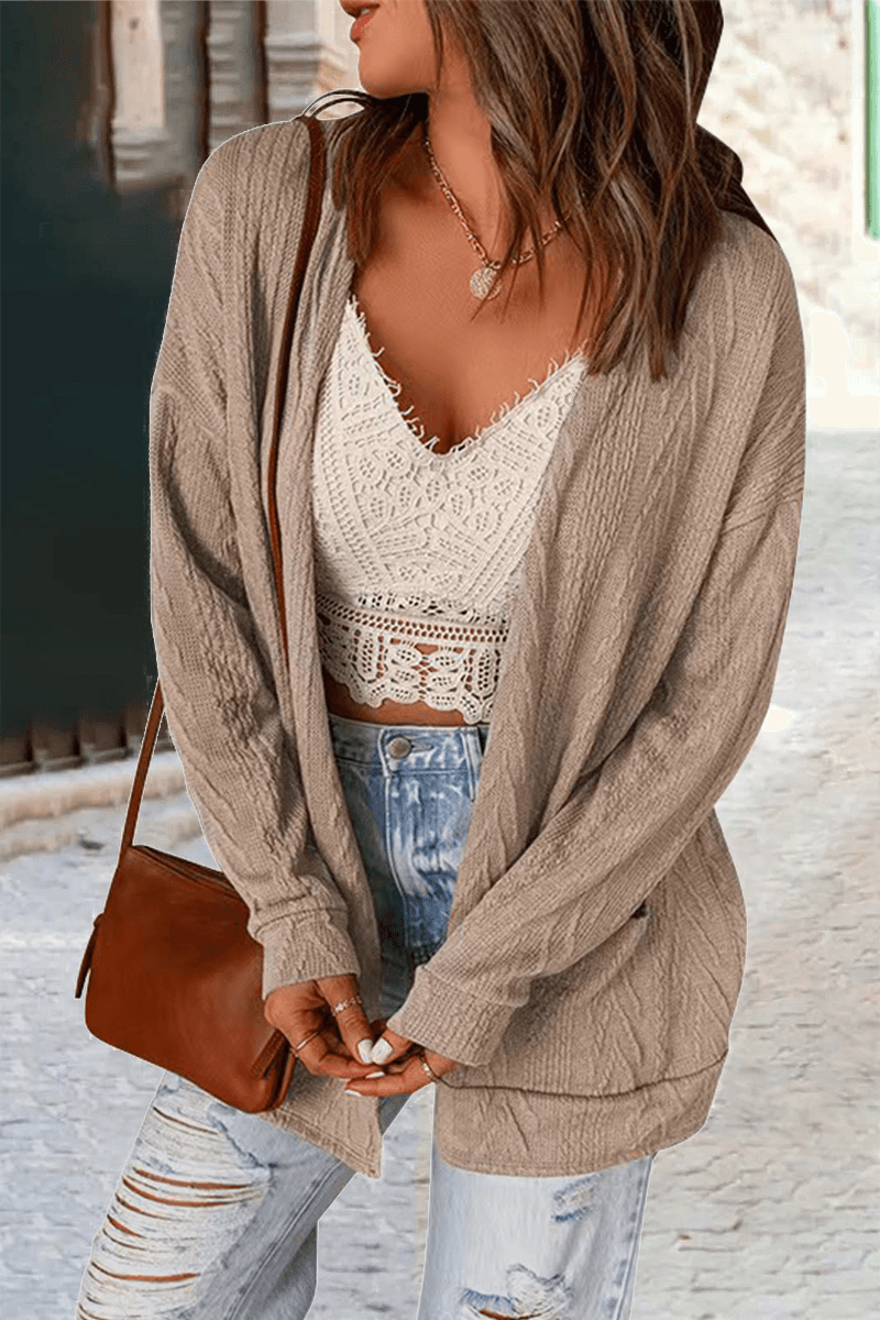 Raya - loose knitted cardigan with long sleeves - ZyraLux