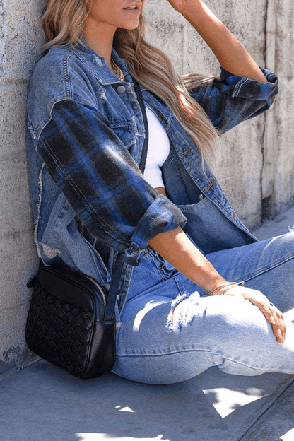 Sylvia - casual denim jack met lange mouwen en omslagkraag