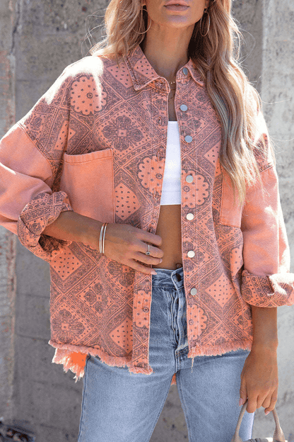 Analynn - long sleeve denim jacket with front pokets - ZyraLux