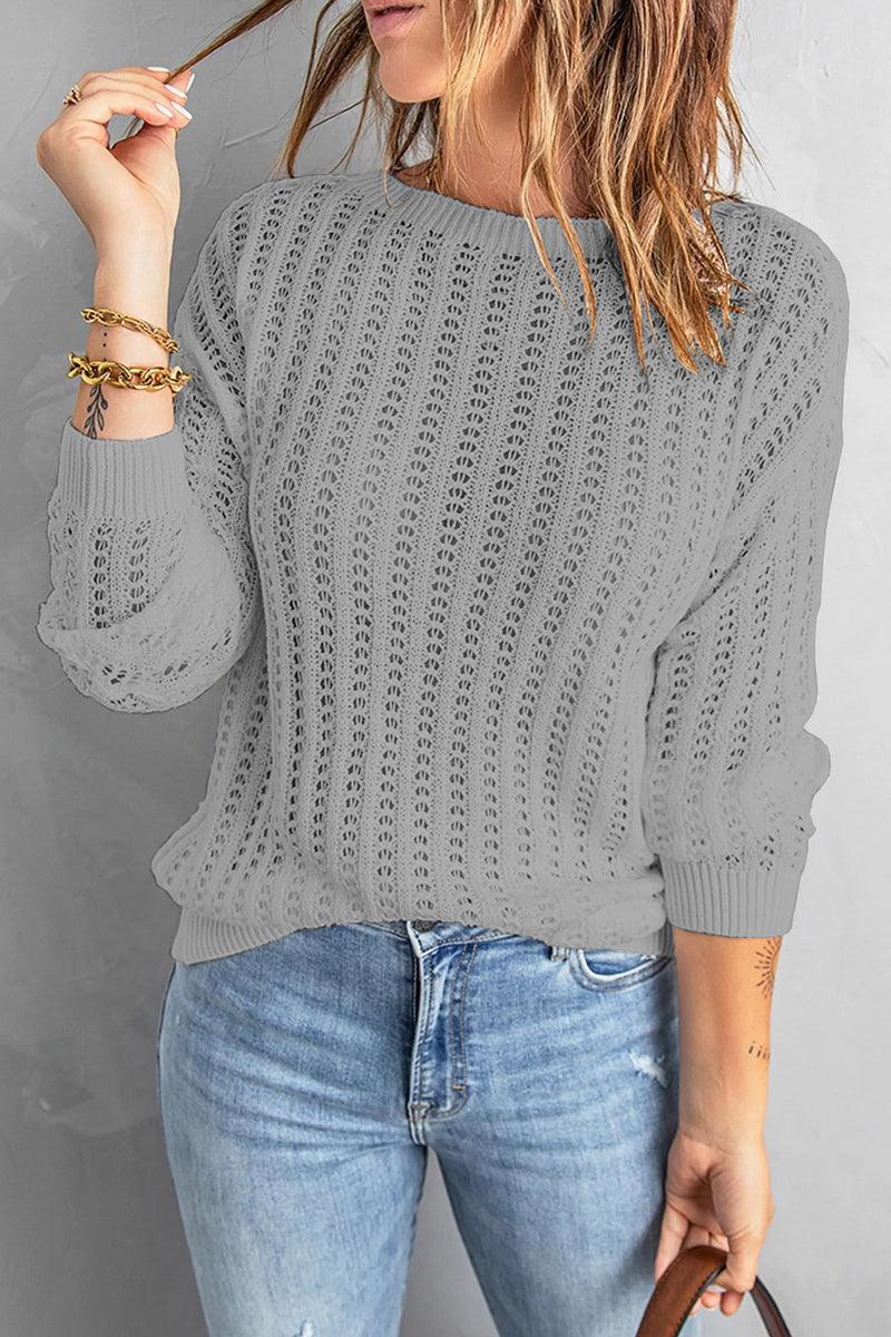 Dalia - casual, solid color, o-neck sweater - ZyraLux