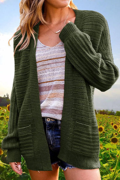 Kathy - casual solid hollowed out v-neck cardigans - ZyraLux