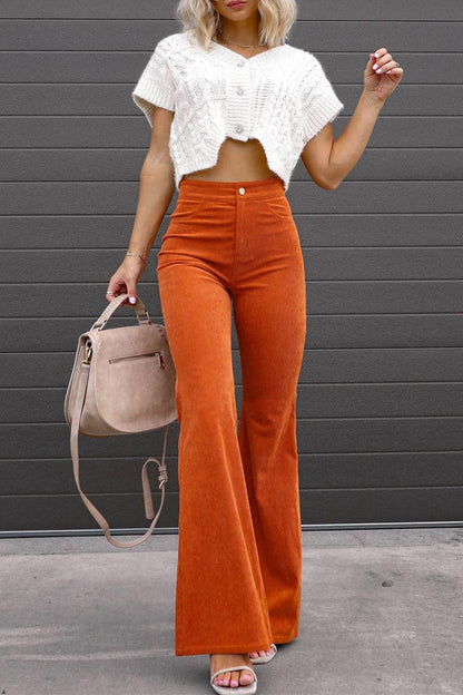 Regina - slim fit high waist flared pants - ZyraLux