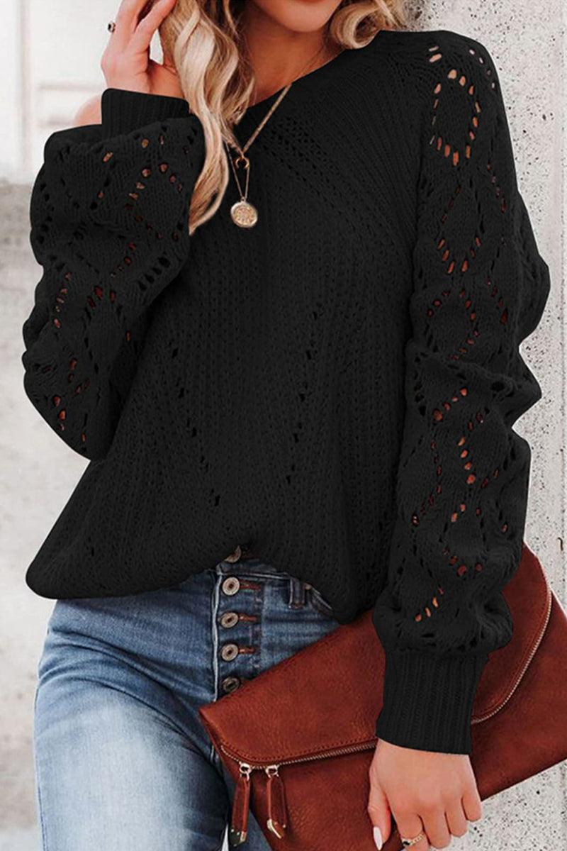 Ruby - hollowed out knitted sweater - ZyraLux