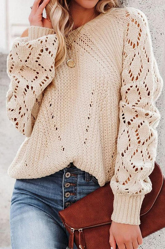 Ruby - hollowed out knitted sweater - ZyraLux