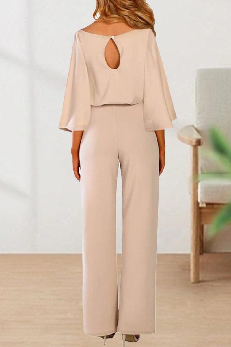 Kara - casual long sleeve belted jumpsuit - ZyraLux