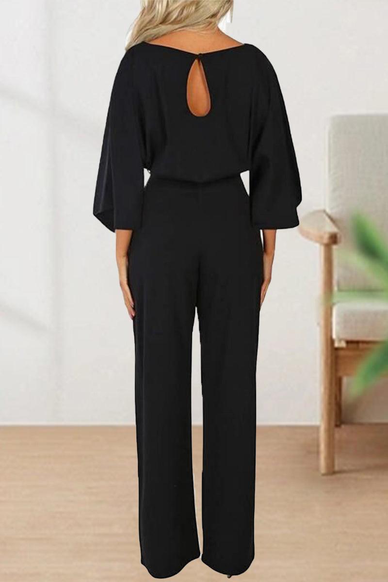 Kara - casual long sleeve belted jumpsuit - ZyraLux