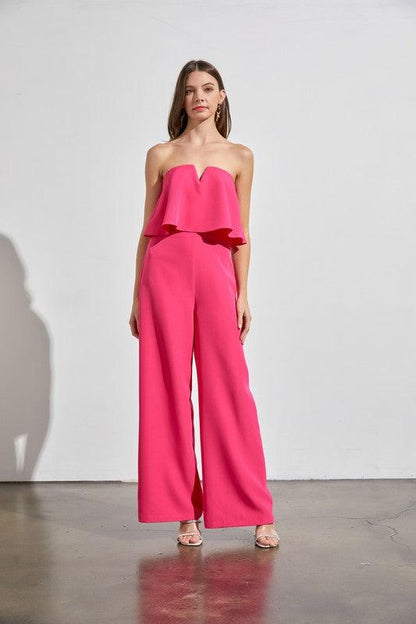 Effortless Strapless Off White Jumpsuit - ZyraLux