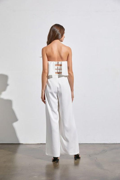 Effortless Strapless Off White Jumpsuit - ZyraLux