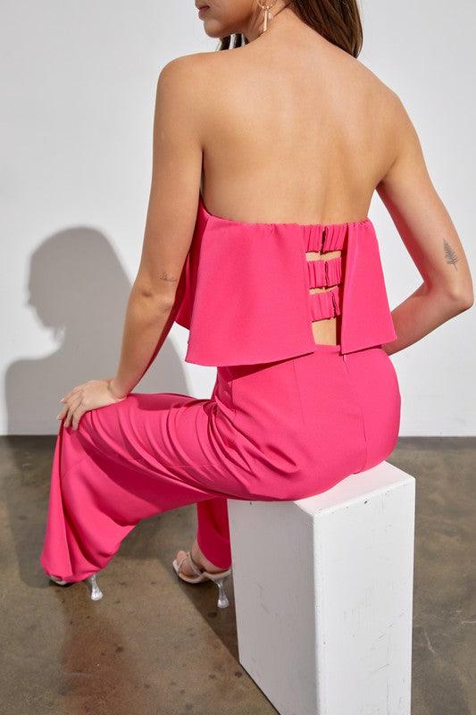 Effortless Strapless Hot Pink Jumpsuit - ZyraLux