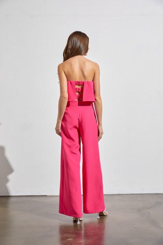 Effortless Strapless Hot Pink Jumpsuit - ZyraLux