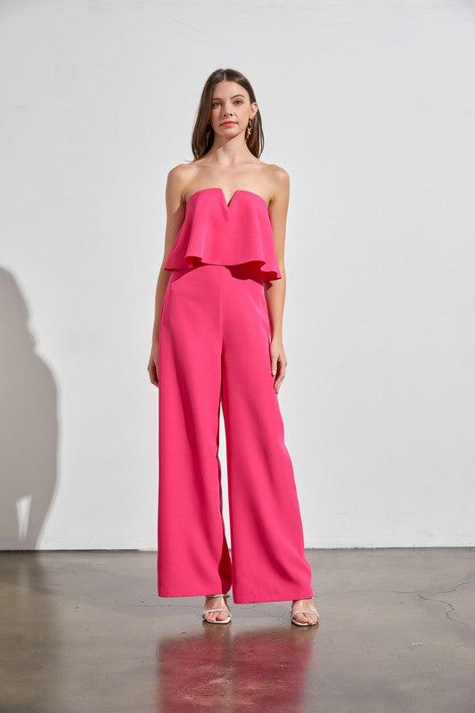 Effortless Strapless Hot Pink Jumpsuit - ZyraLux