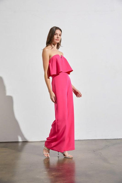 Effortless Strapless Hot Pink Jumpsuit - ZyraLux