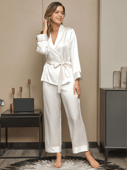 LIEVE - Pure Silk Pyjama Set with Belt - ZyraLux Pyjama