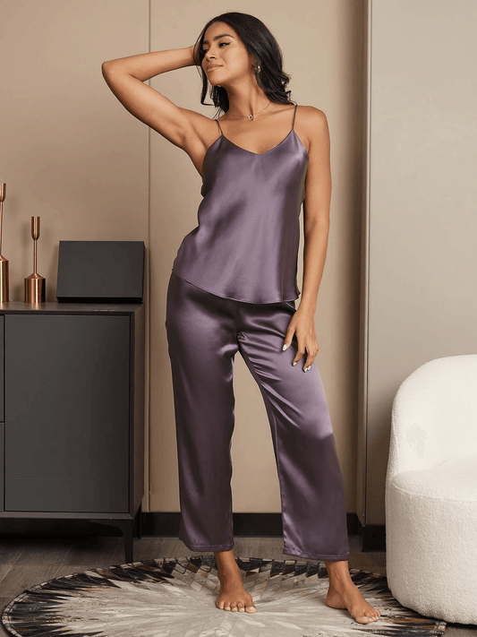 NYNKE - Pure Silk Pajama Set with Tank Top and Pants - ZyraLux Pyjama