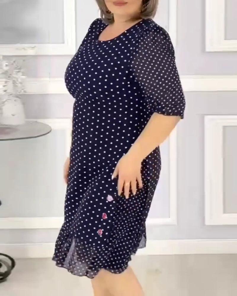 Plus Size Dress | Polka Dot | Cotton | Comfortable and Charming - ZyraLux Kleding en accessoires