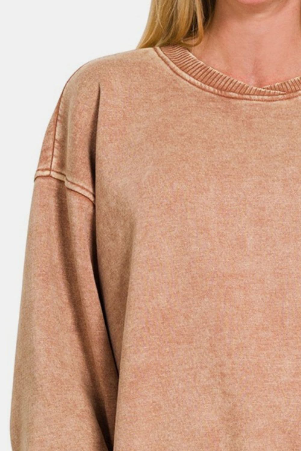 Chic Acid Wash Oversized Fleece Sweatshirt van Zenana