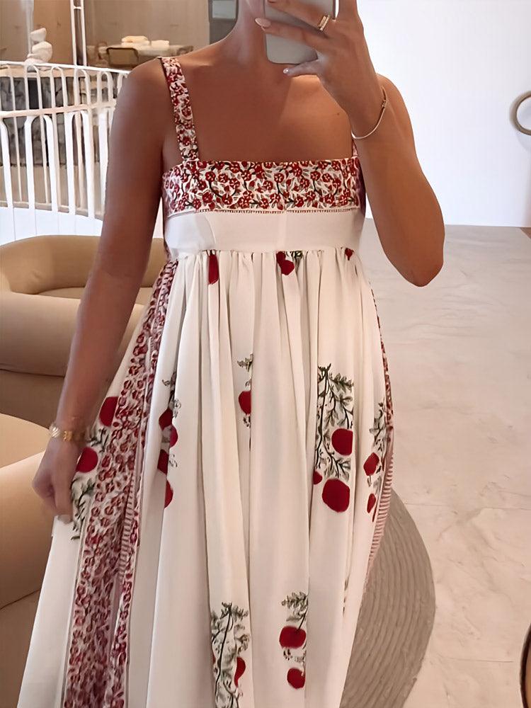 Everly | Maxi White Dress with Floral Print - ZyraLux Vestidos