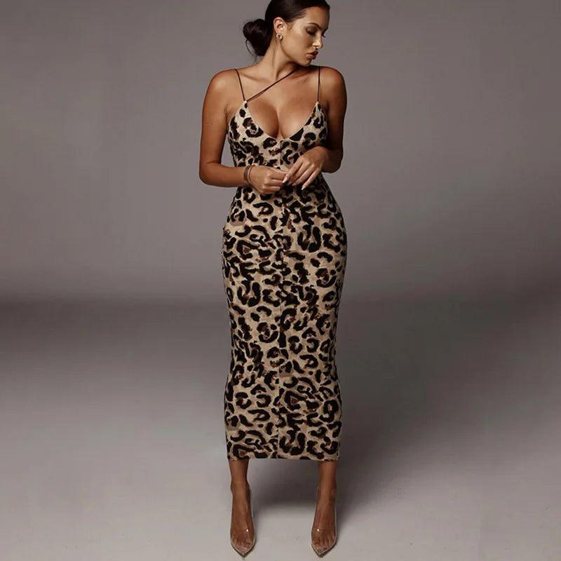 Nyla - Leopard Midi Dress - ZyraLux