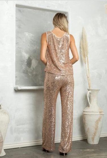 Black Sequin Glitter Top & Pants Jumpsuit Set - ZyraLux