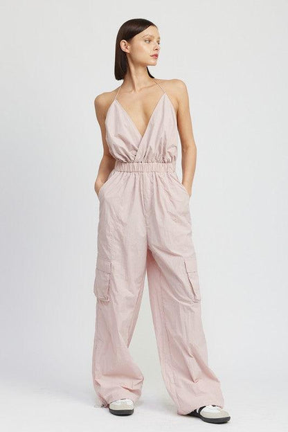 Modern Beige Cargo Style Jumpsuit - ZyraLux