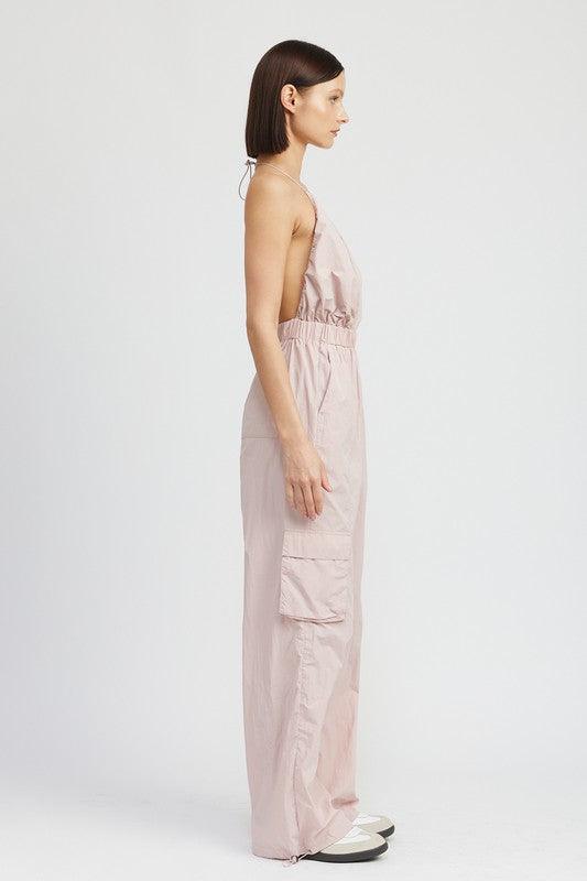 Modern Beige Cargo Style Jumpsuit - ZyraLux